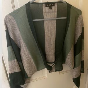 bebe Lightweight Twisted Multi-Color Crop Top 3/4 Sleeve Women's Size M